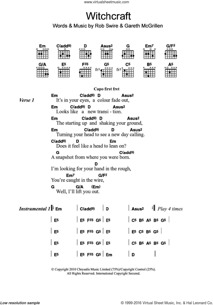 Witchcraft sheet music for guitar (chords) by Pendulum, Gareth McGrillen and Rob Swire, intermediate skill level