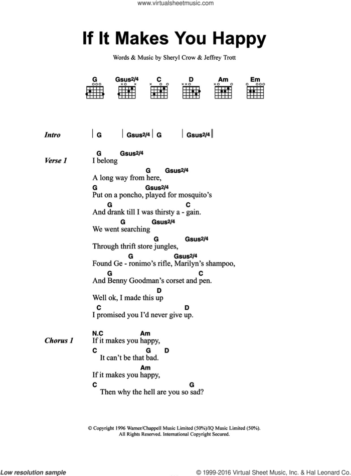 If It Makes You Happy sheet music for guitar (chords) by Sheryl Crow and Jeff Trott, intermediate skill level