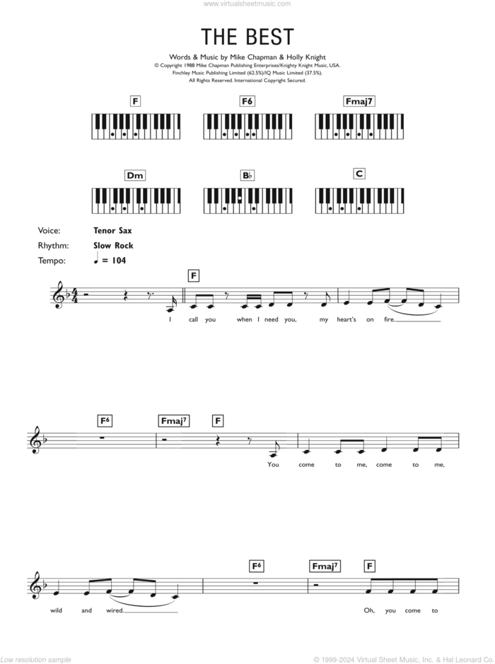 (Simply) The Best sheet music for piano solo (keyboard) by Tina Turner, Holly Knight and Mike Chapman, intermediate piano (keyboard)