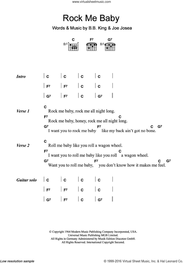 Rock Me Baby sheet music for guitar (chords) by B.B. King and Joe Josea, intermediate skill level