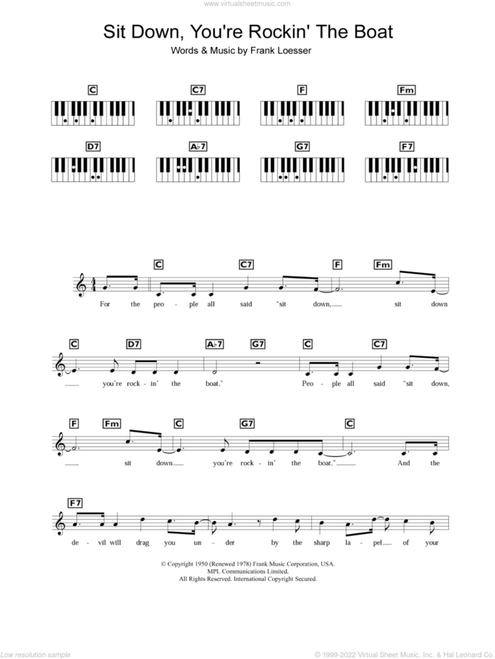Sit Down, You're Rockin' The Boat sheet music for piano solo (chords, lyrics, melody) by Frank Loesser, intermediate piano (chords, lyrics, melody)