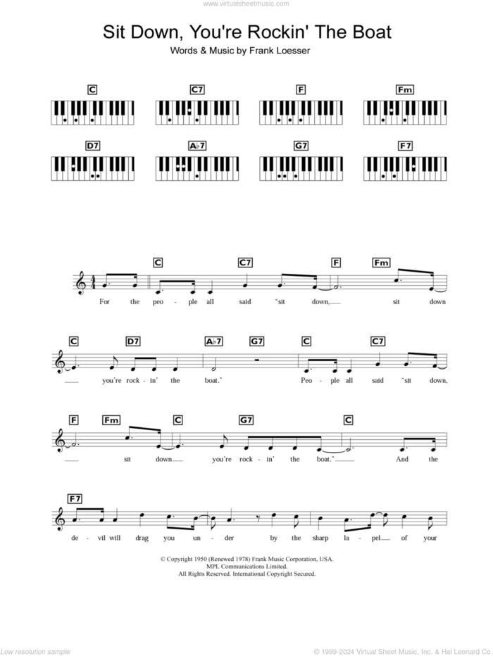 Sit Down, You're Rockin' The Boat sheet music for piano solo (chords, lyrics, melody) by Frank Loesser, intermediate piano (chords, lyrics, melody)