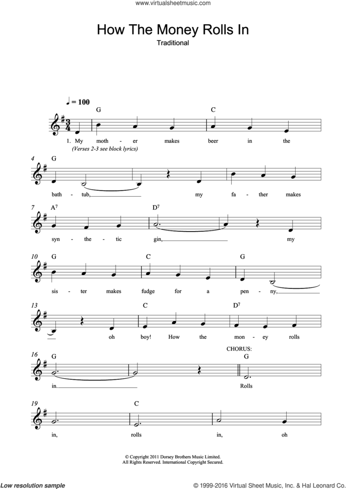 How The Money Rolls In sheet music for voice and other instruments (fake book), intermediate skill level