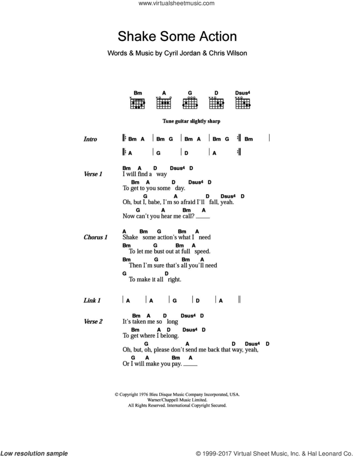 Shake Some Action sheet music for guitar (chords) by The Flamin' Groovies, Chris Wilson and Cyril Jordan, intermediate skill level