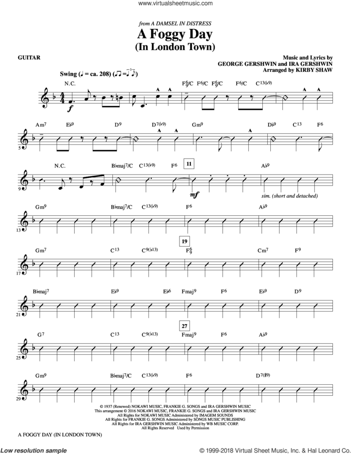 A Foggy Day (In London Town) (complete set of parts) sheet music for orchestra/band by George Gershwin, Ira Gershwin and Kirby Shaw, intermediate skill level