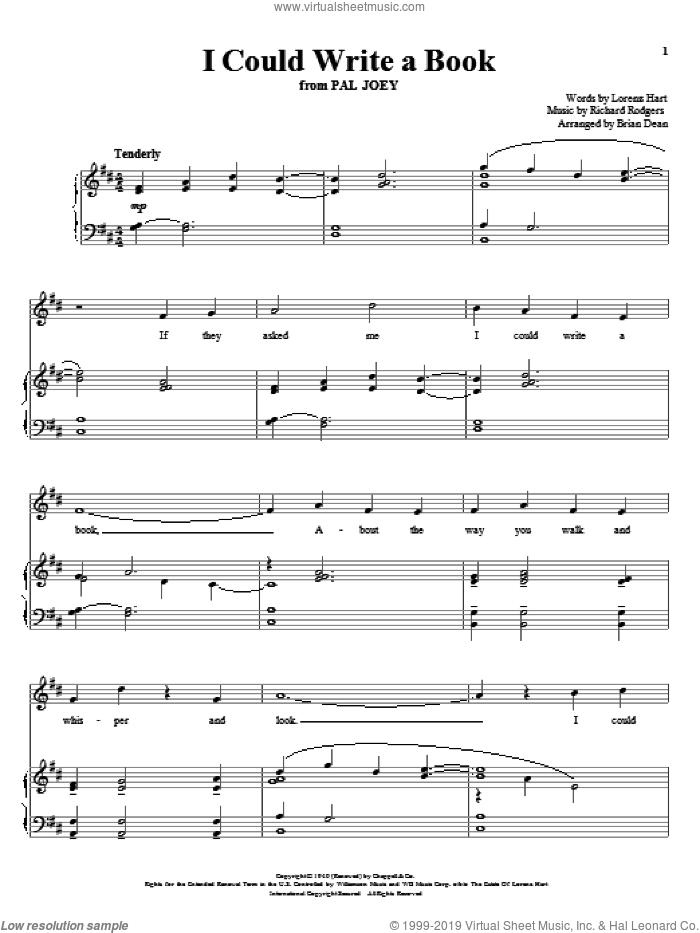 I Could Write A Book sheet music for voice and piano by Rodgers & Hart, Richard Walters, Pal Joey (Musical), Lorenz Hart and Richard Rodgers, intermediate skill level