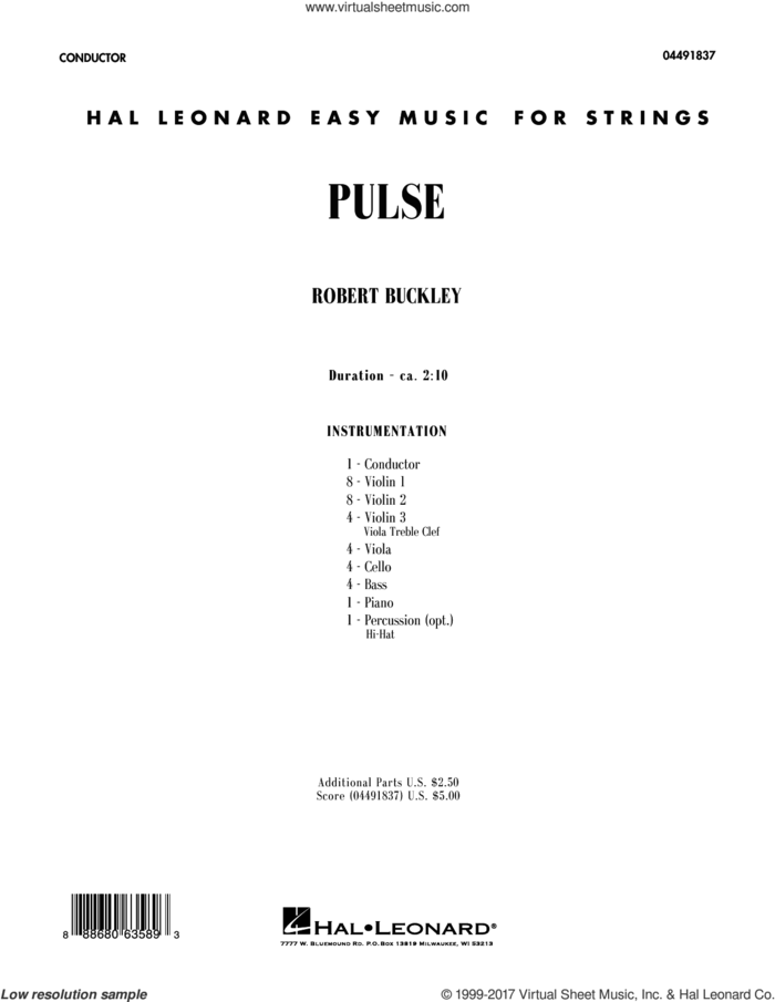 Pulse (COMPLETE) sheet music for orchestra by Robert Buckley, intermediate skill level