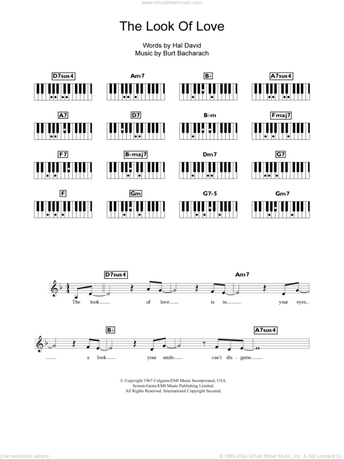 The Look Of Love sheet music for piano solo (chords, lyrics, melody) by Diana Krall, Burt Bacharach and Hal David, intermediate piano (chords, lyrics, melody)