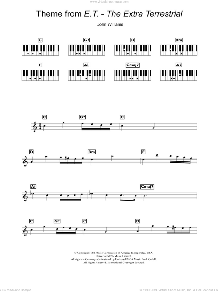 Theme From E.T. - The Extra-Terrestrial sheet music for piano solo (chords, lyrics, melody) by John Williams, intermediate piano (chords, lyrics, melody)