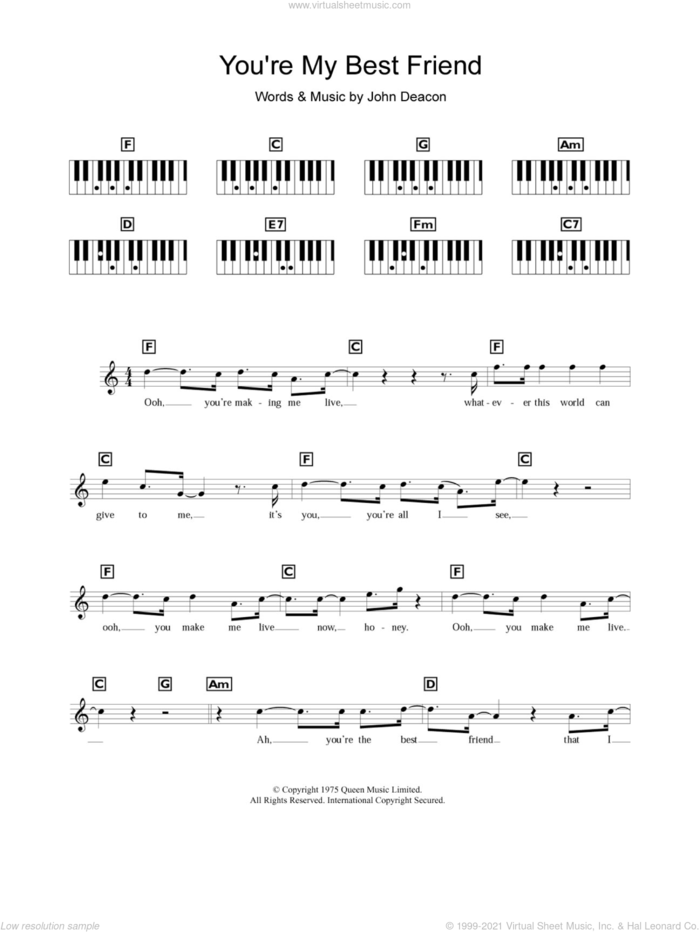 You're My Best Friend sheet music for piano solo (chords, lyrics, melody) by Queen and John Deacon, intermediate piano (chords, lyrics, melody)