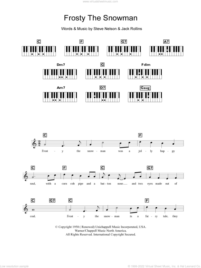 Frosty The Snowman sheet music for piano solo (chords, lyrics, melody) by The Ronettes, Jack Rollins and Steve Nelson, intermediate piano (chords, lyrics, melody)