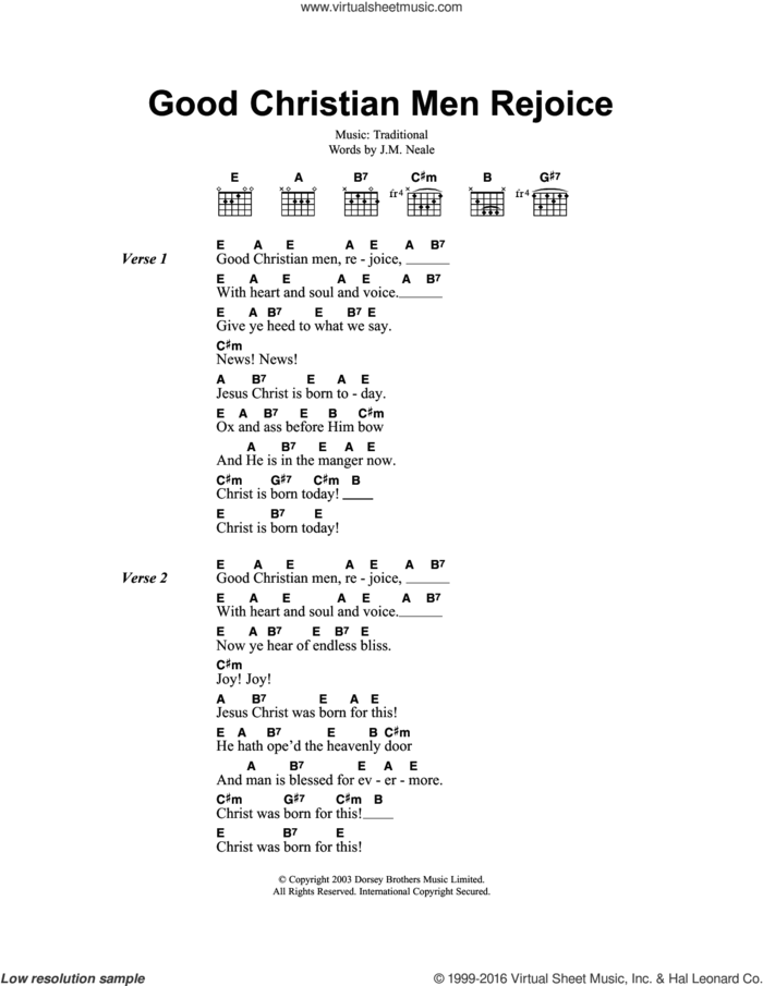 Good Christian Men Rejoice sheet music for guitar (chords) by John Mason Neale and Miscellaneous, intermediate skill level