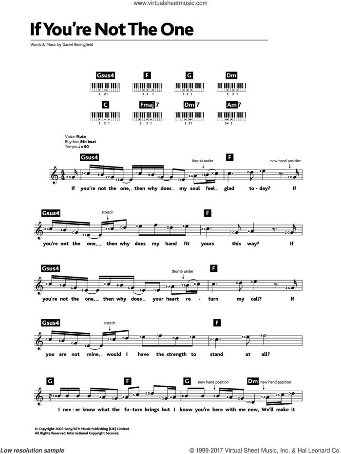 If You're Not The One sheet music for piano solo (chords, lyrics, melody) by Daniel Bedingfield, intermediate piano (chords, lyrics, melody)