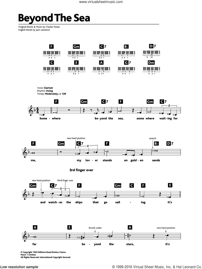 Beyond The Sea sheet music for piano solo (chords, lyrics, melody) by Bobby Darin, Charles Trenet and Jack Lawrence, intermediate piano (chords, lyrics, melody)