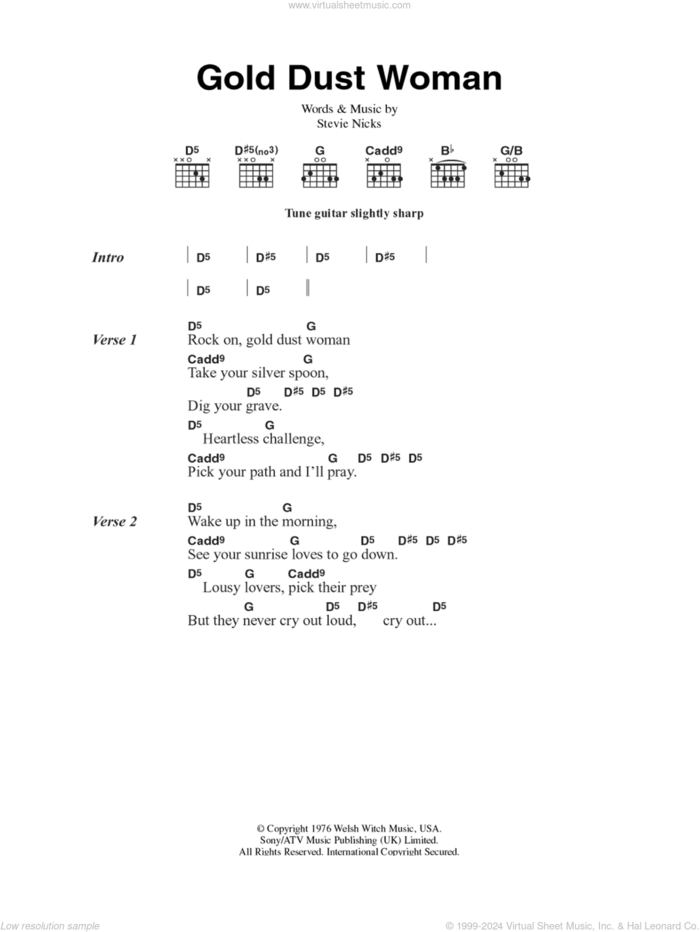 Gold Dust Woman Hole Chords