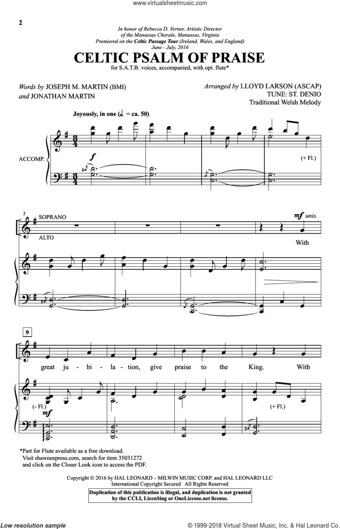 Celtic Psalm Of Praise sheet music for choir (SATB: soprano, alto, tenor, bass) by Joseph M. Martin, Lloyd Larson and Miscellaneous, intermediate skill level