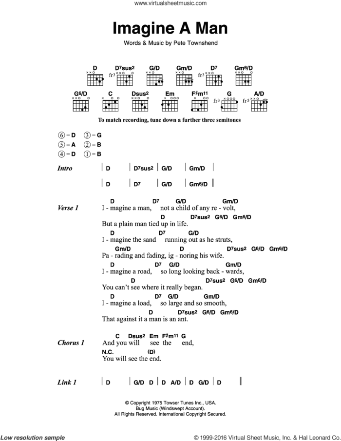 Imagine A Man sheet music for guitar (chords) by The Who and Pete Townshend, intermediate skill level