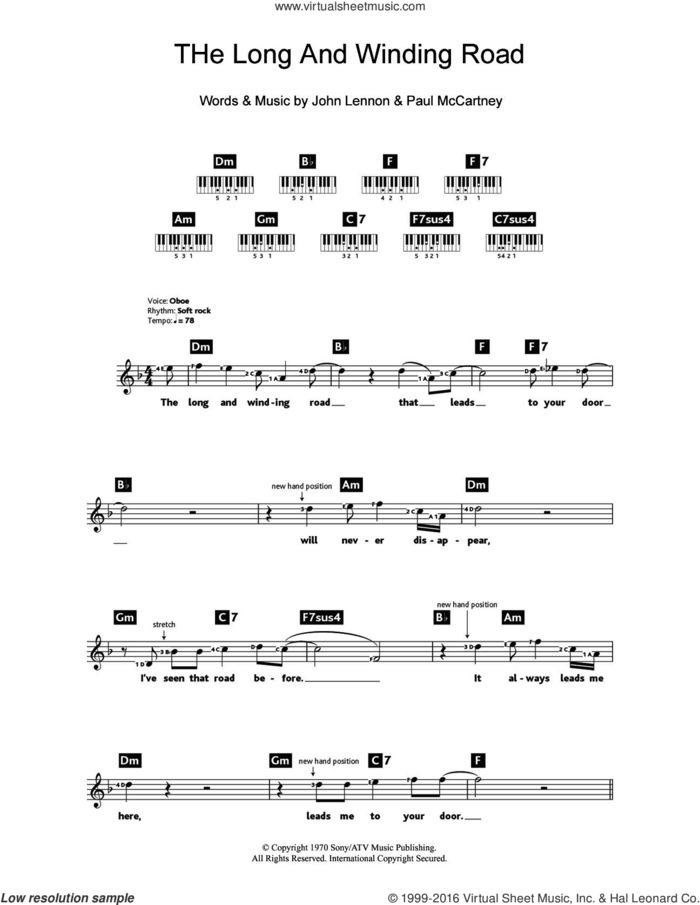 The Long And Winding Road sheet music for piano solo (chords, lyrics, melody) by The Beatles, John Lennon and Paul McCartney, intermediate piano (chords, lyrics, melody)