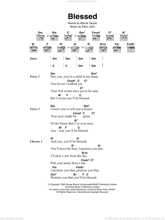 Sacrifice Sheet Music, Elton John, Guitar Chords/Lyrics