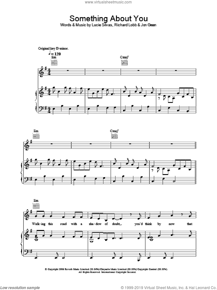 Something About You sheet music for voice, piano or guitar by Lucie Silvas, Johnny Green and Richard Lobb, intermediate skill level