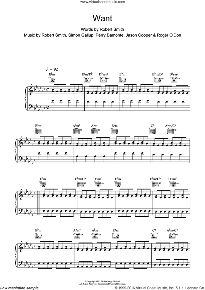 Want sheet music for violin solo by The Cure and Robert Smith, intermediate skill level