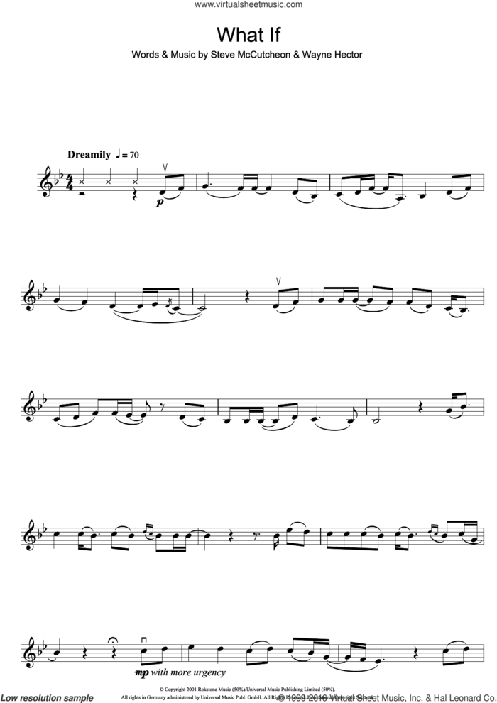 What If sheet music for violin solo by Kate Winslet, Steve McCutcheon and Wayne Hector, intermediate skill level
