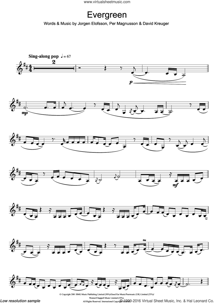 Evergreen sheet music for clarinet solo by Will Young, Westlife, David Kreuger, Jorgen Elofsson and Per Magnusson, intermediate skill level