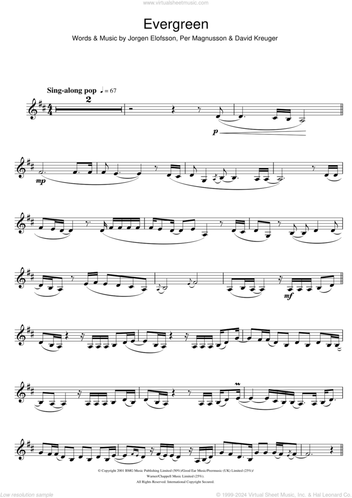 Evergreen sheet music for clarinet solo by Will Young, Westlife, David Kreuger, Jorgen Elofsson and Per Magnusson, intermediate skill level