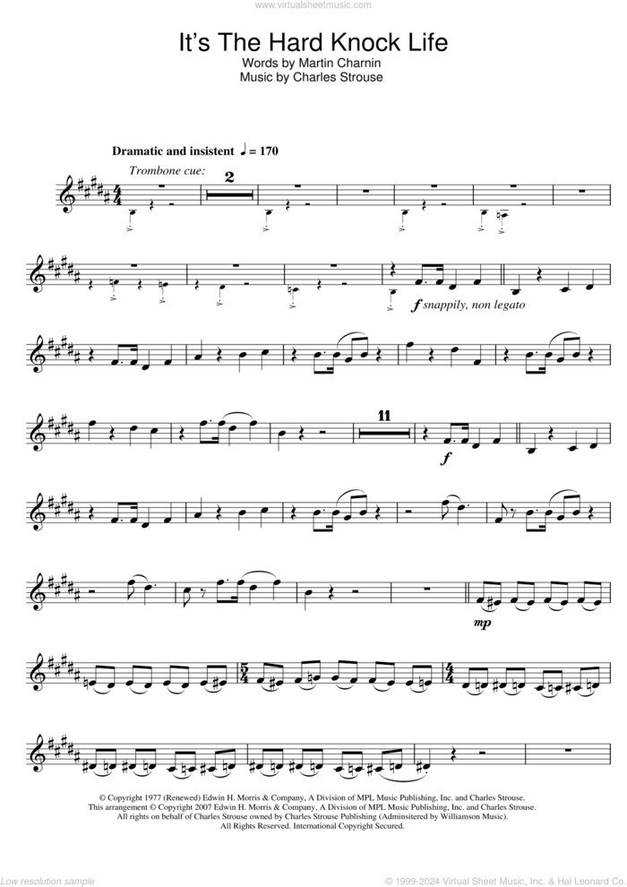 It's The Hard-Knock Life (from Annie) sheet music for clarinet solo by Charles Strouse and Martin Charnin, intermediate skill level