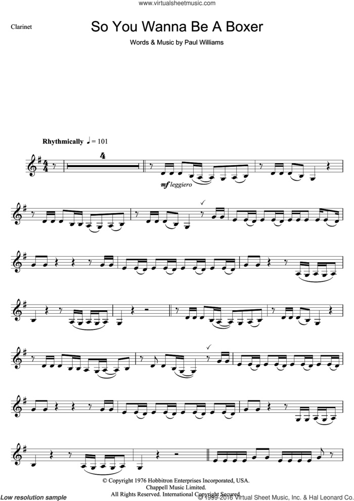 So You Wanna Be A Boxer (from Bugsy Malone) sheet music for clarinet solo by Paul Williams, intermediate skill level