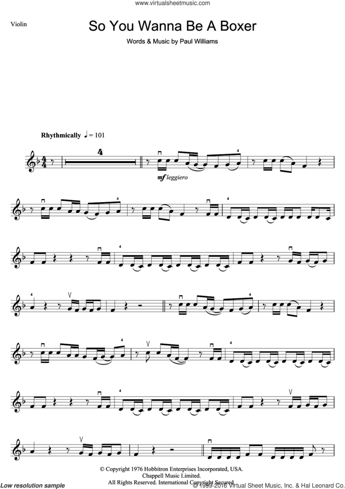So You Wanna Be A Boxer (from Bugsy Malone) sheet music for violin solo by Paul Williams, intermediate skill level