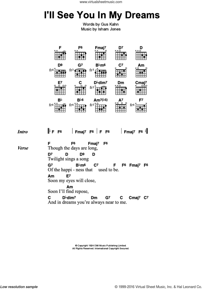 I Ll See You In My Dreams Sheet Music For Guitar Chords Pdf