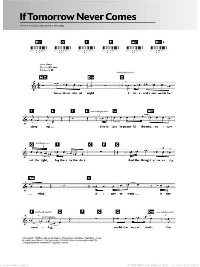 If Tomorrow Never Comes sheet music for piano solo (chords, lyrics, melody) by Ronan Keating, Garth Brooks and Kent Blazy, intermediate piano (chords, lyrics, melody)