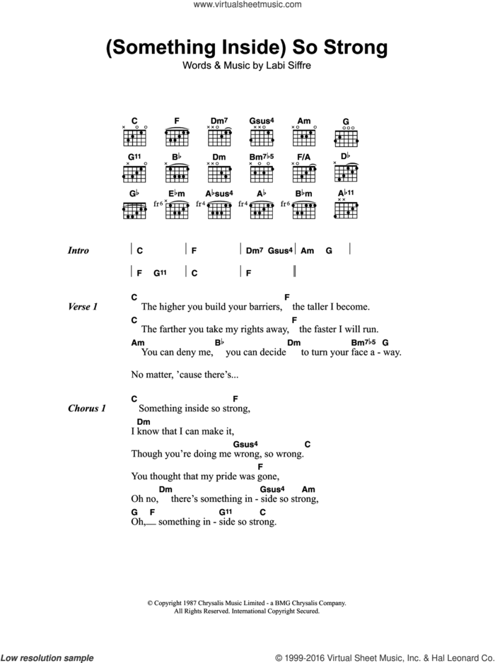 (Something Inside) So Strong sheet music for guitar (chords) by Labi Siffre, intermediate skill level