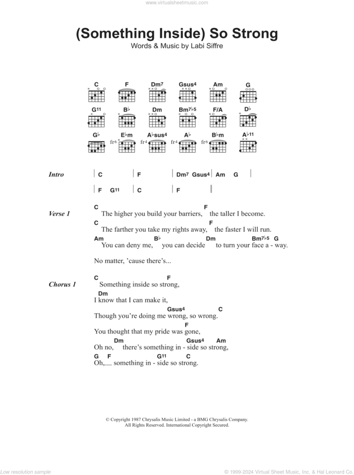 (Something Inside) So Strong sheet music for guitar (chords) by Labi Siffre, intermediate skill level