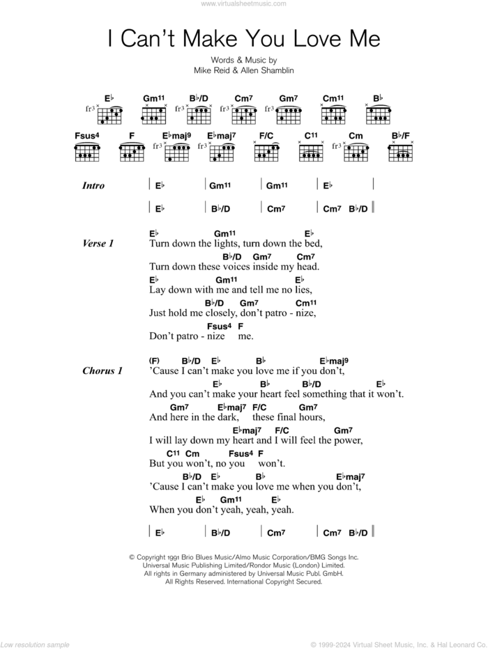 I Can't Make You Love Me sheet music for guitar (chords) by Adele, Bonnie Raitt, Allen Shamblin and Mike Reid, intermediate skill level