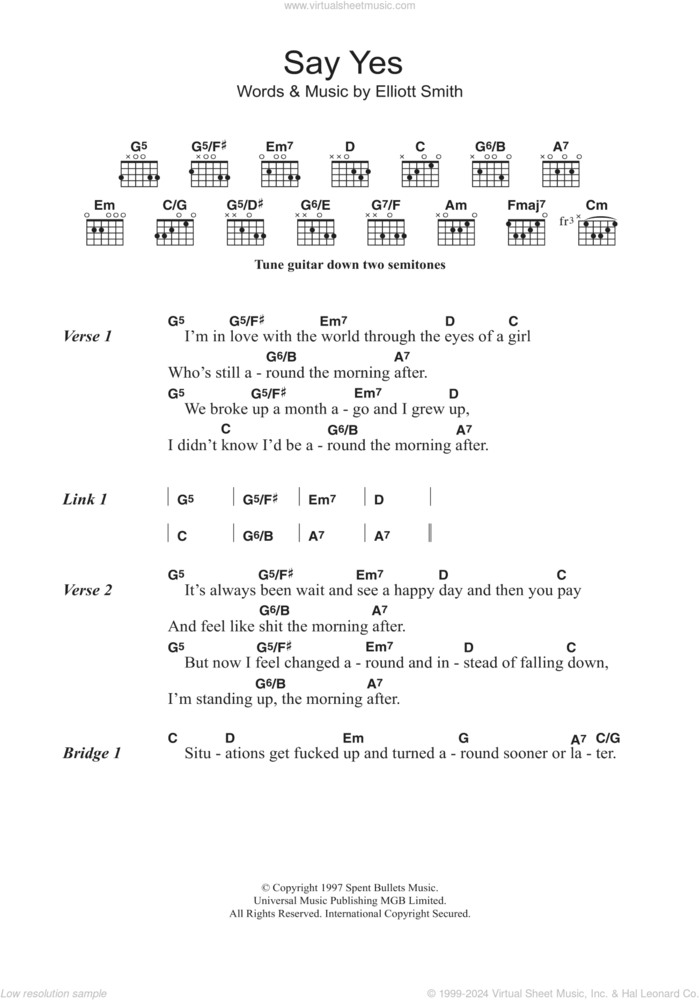 Say Yes sheet music for guitar (chords) by Elliott Smith, intermediate skill level