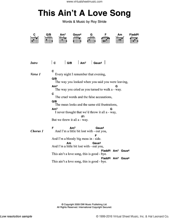 This Ain't A Love Song sheet music for guitar (chords) by Scouting For Girls and Roy Stride, intermediate skill level