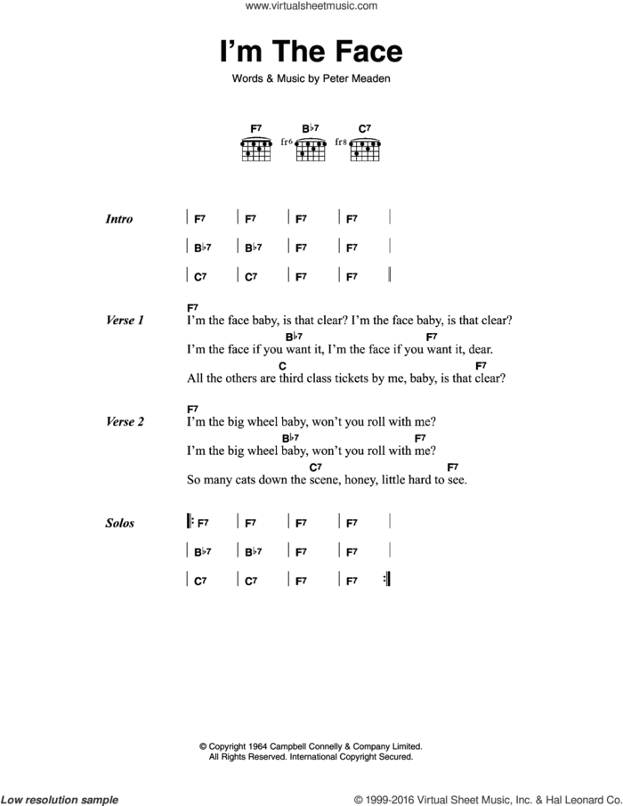 I'm The Face sheet music for guitar (chords) by The Who and Peter Meaden, intermediate skill level