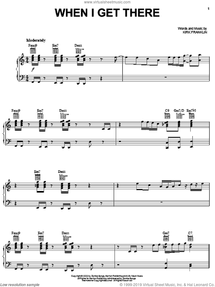 When I Get There sheet music for voice, piano or guitar by Kirk Franklin, intermediate skill level