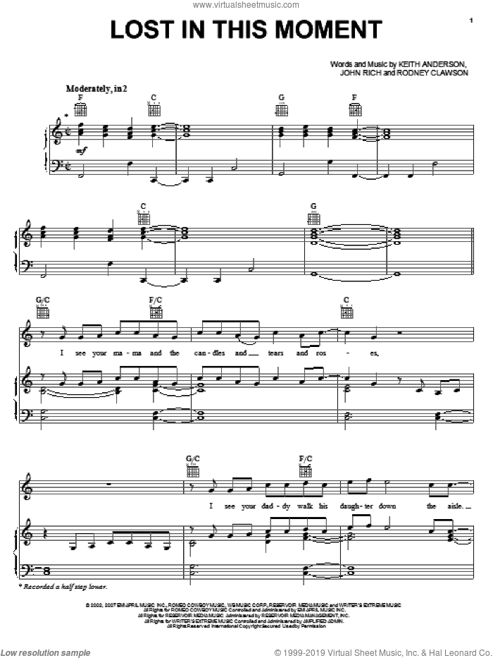 Lost In This Moment sheet music for voice, piano or guitar by Big & Rich, John Rich, Keith Anderson and Rodney Clawson, wedding score, intermediate skill level