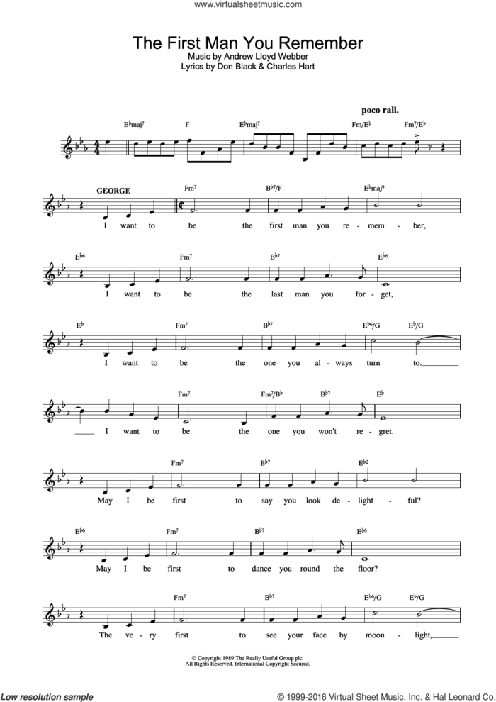 The First Man You Remember (from Aspects Of Love) sheet music for voice and other instruments (fake book) by Andrew Lloyd Webber, intermediate skill level