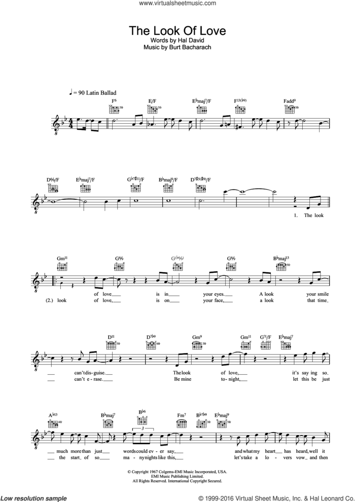 The Look Of Love sheet music for voice and other instruments (fake book) by Diana Krall, Burt Bacharach and Hal David, intermediate skill level