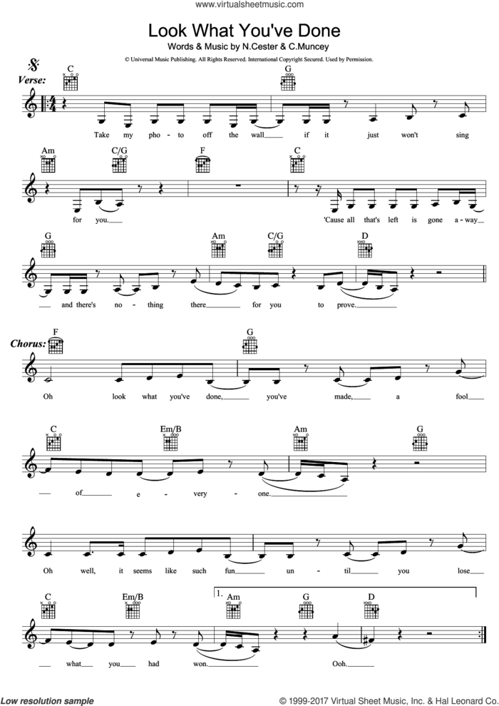 Look What You've Done sheet music for voice and other instruments (fake book) by Nic Cester and Cameron Muncey, intermediate skill level