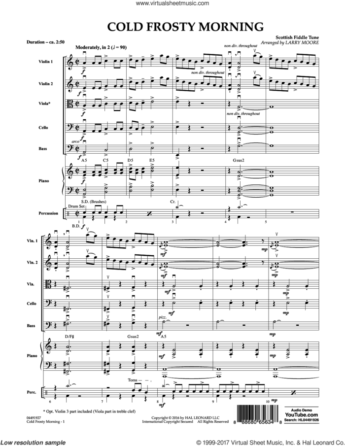 Cold Frosty Morning (COMPLETE) sheet music for orchestra by Larry Moore and Scottish Fiddle Tune, intermediate skill level