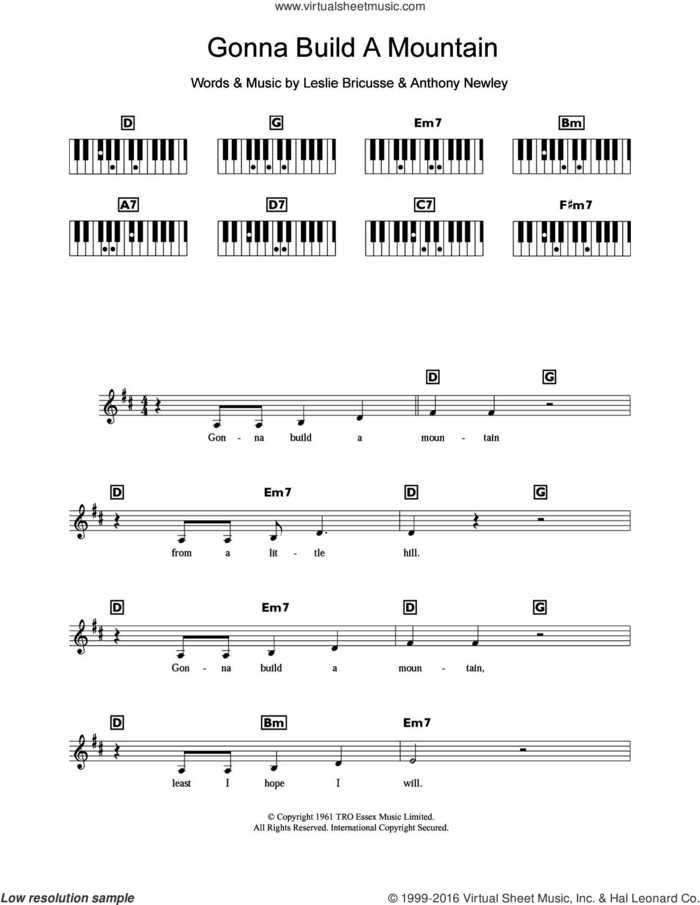 Gonna Build A Mountain sheet music for piano solo (chords, lyrics, melody) by Leslie Bricusse and Anthony Newley, intermediate piano (chords, lyrics, melody)