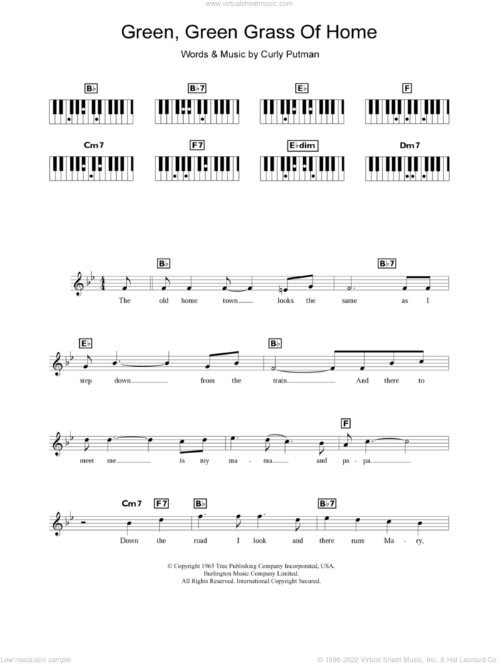 Green, Green Grass Of Home sheet music for piano solo (chords, lyrics, melody) by Tom Jones and Curly Putman, intermediate piano (chords, lyrics, melody)