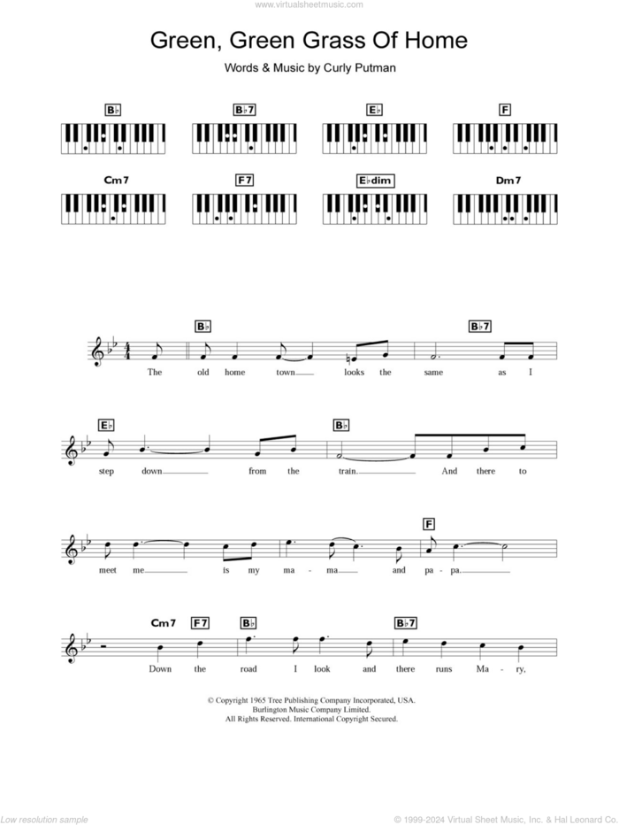 Green, Green Grass Of Home sheet music for piano solo (chords, lyrics, melody) by Tom Jones and Curly Putman, intermediate piano (chords, lyrics, melody)