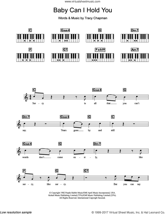 Baby Can I Hold You sheet music for piano solo (chords, lyrics, melody) by Boyzone and Tracy Chapman, intermediate piano (chords, lyrics, melody)