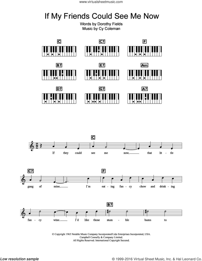 If My Friends Could See Me Now (from Sweet Charity) sheet music for piano solo (chords, lyrics, melody) by Cy Coleman and Dorothy Fields, intermediate piano (chords, lyrics, melody)